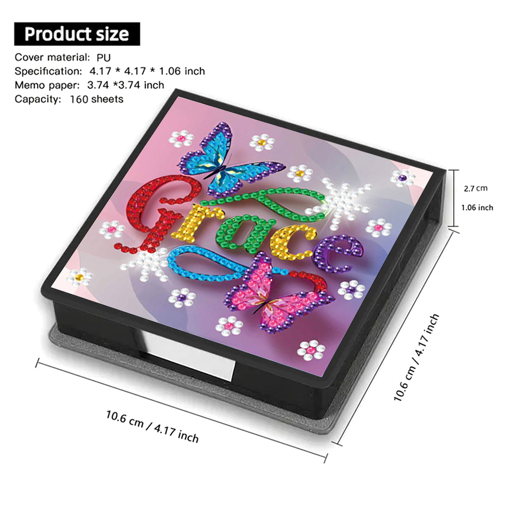 Animals Leather Diamond Art Note Box with 160 Sheets of Paper for DIY Art Craft
