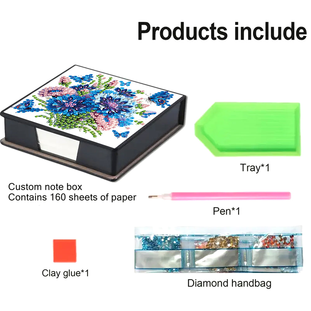 Animals Leather Diamond Art Note Box with 160 Sheets of Paper for DIY Art Craft