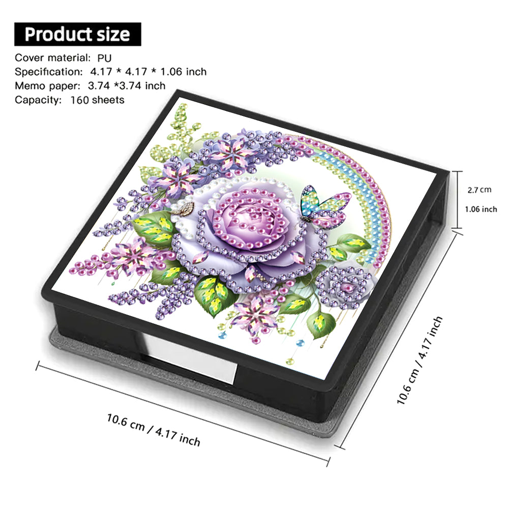 Animals Leather Diamond Art Note Box with 160 Sheets of Paper for DIY Art Craft