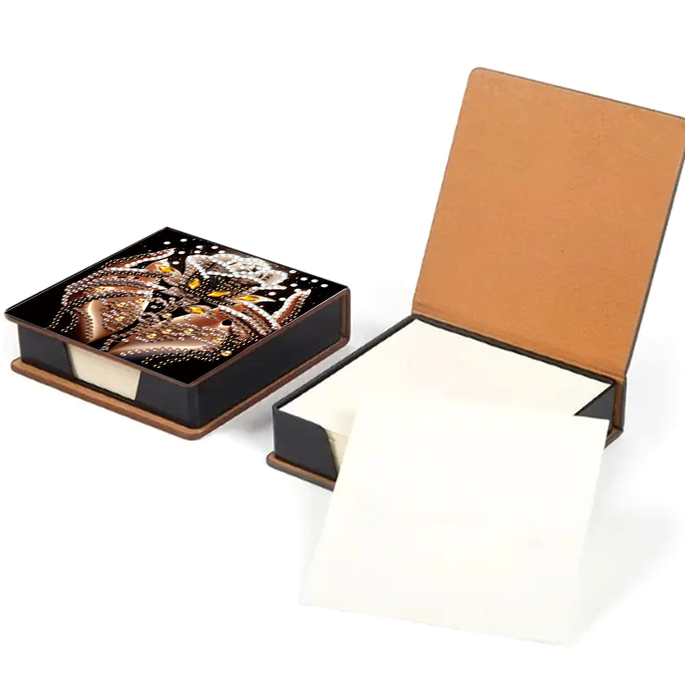 Animals Leather Diamond Art Note Box with 160 Sheets of Paper for DIY Art Craft