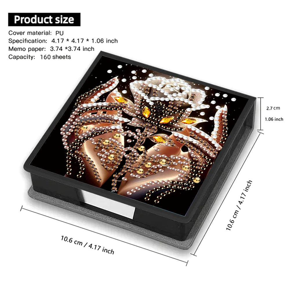 Animals Leather Diamond Art Note Box with 160 Sheets of Paper for DIY Art Craft