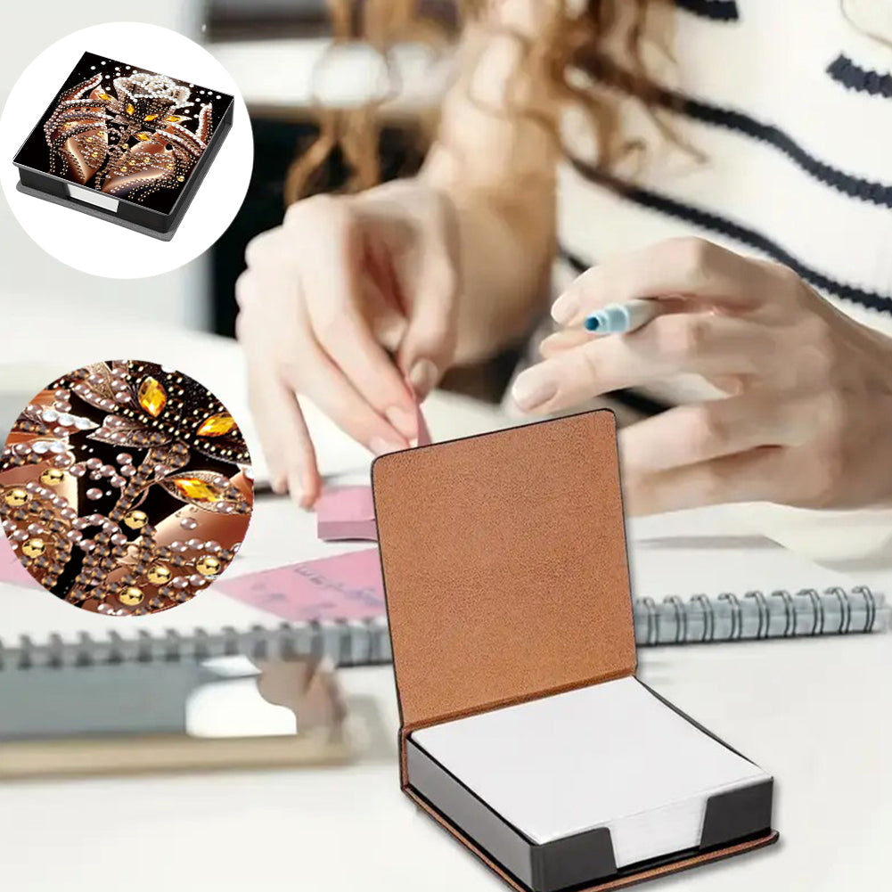 Animals Leather Diamond Art Note Box with 160 Sheets of Paper for DIY Art Craft