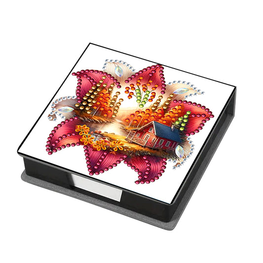 Animals Leather Diamond Art Note Box with 160 Sheets of Paper for DIY Art Craft