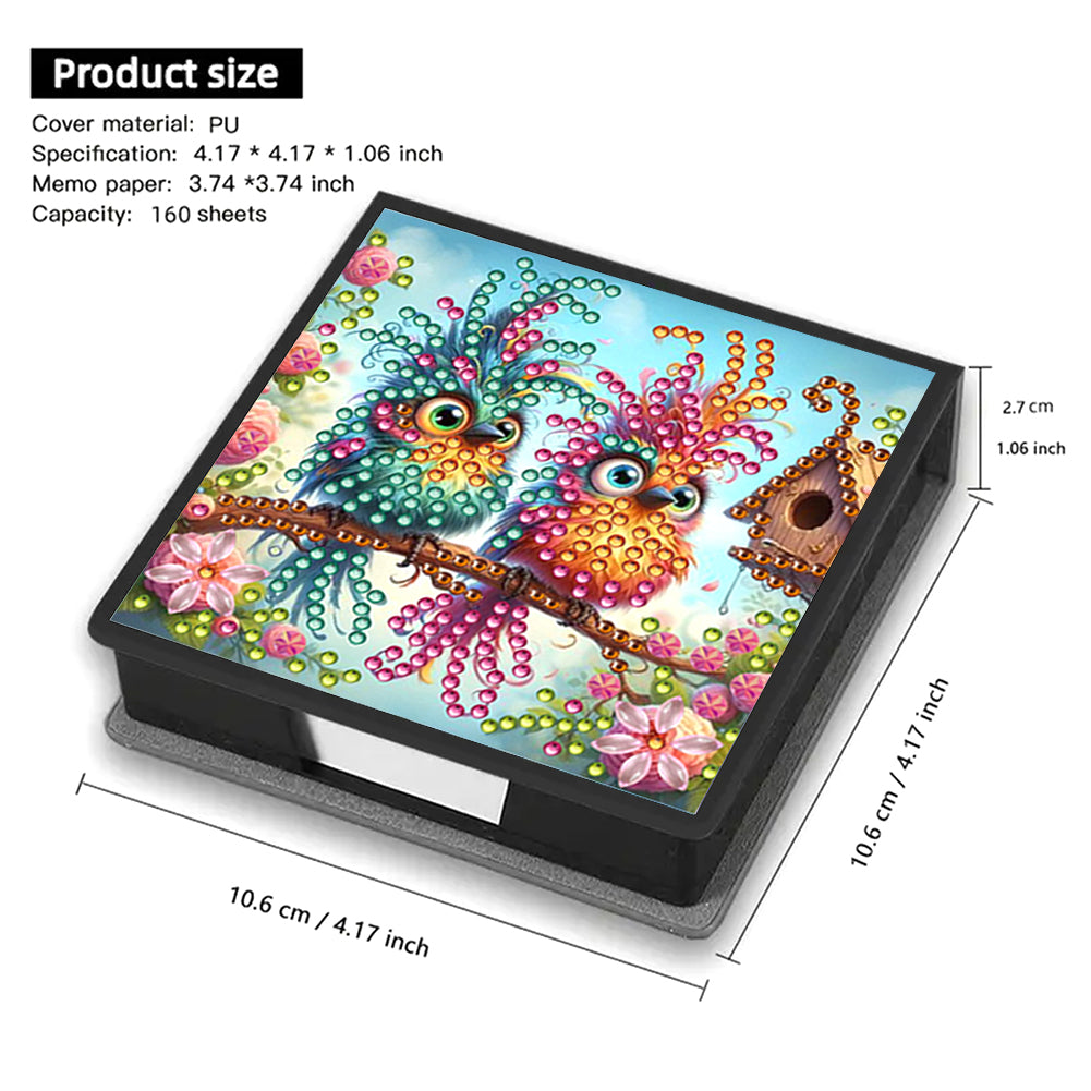 Animals Leather Diamond Art Note Box with 160 Sheets of Paper for DIY Art Craft