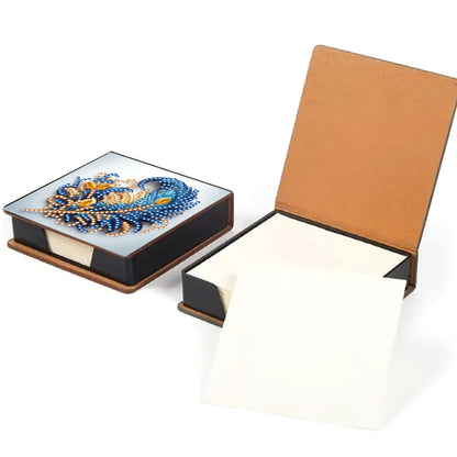 Animals Leather Diamond Art Note Box with 160 Sheets of Paper for DIY Art Craft