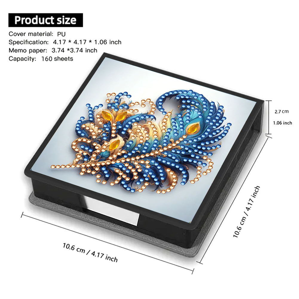 Animals Leather Diamond Art Note Box with 160 Sheets of Paper for DIY Art Craft