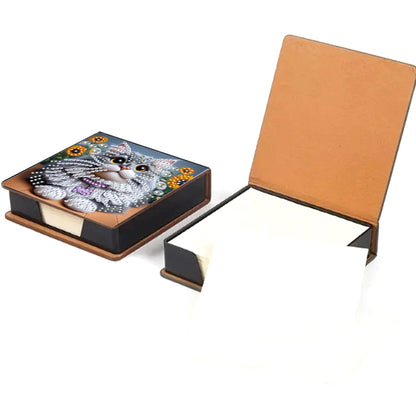 Animals Leather Diamond Art Note Box with 160 Sheets of Paper for DIY Art Craft
