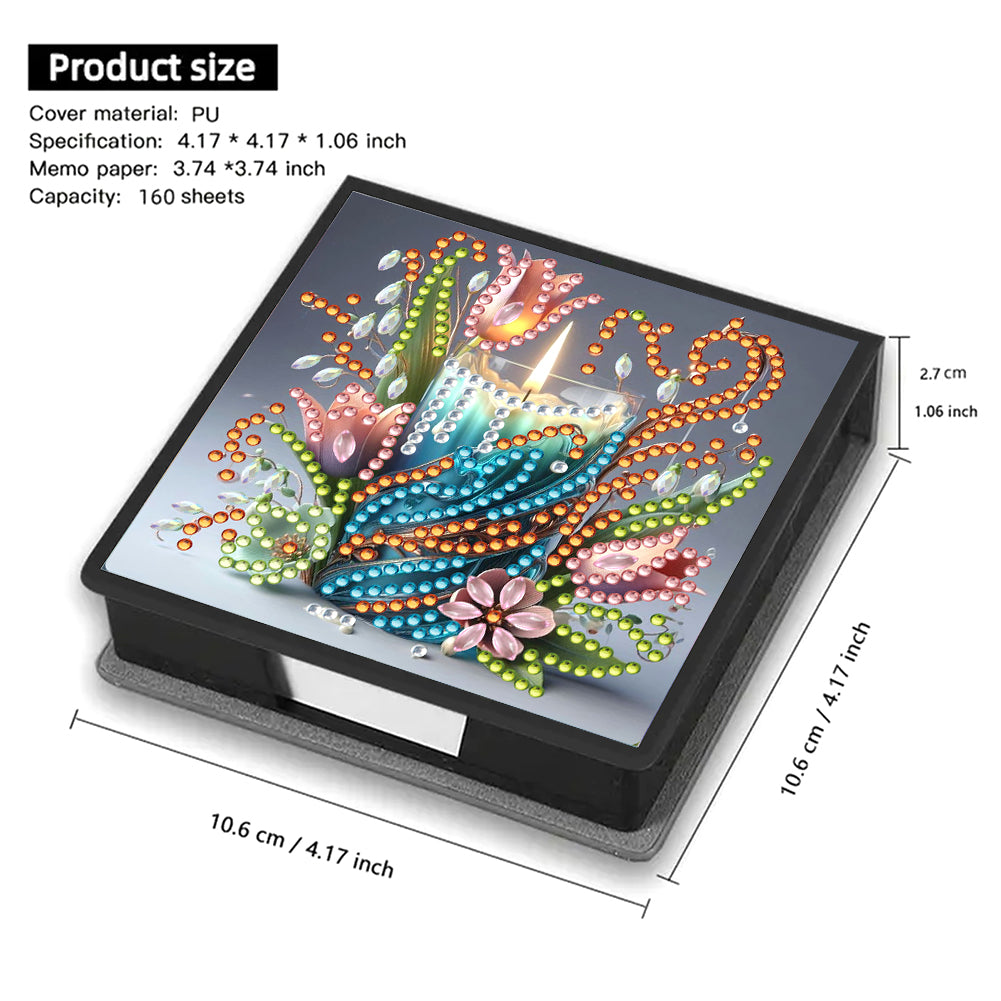 Animals Leather Diamond Art Note Box with 160 Sheets of Paper for DIY Art Craft