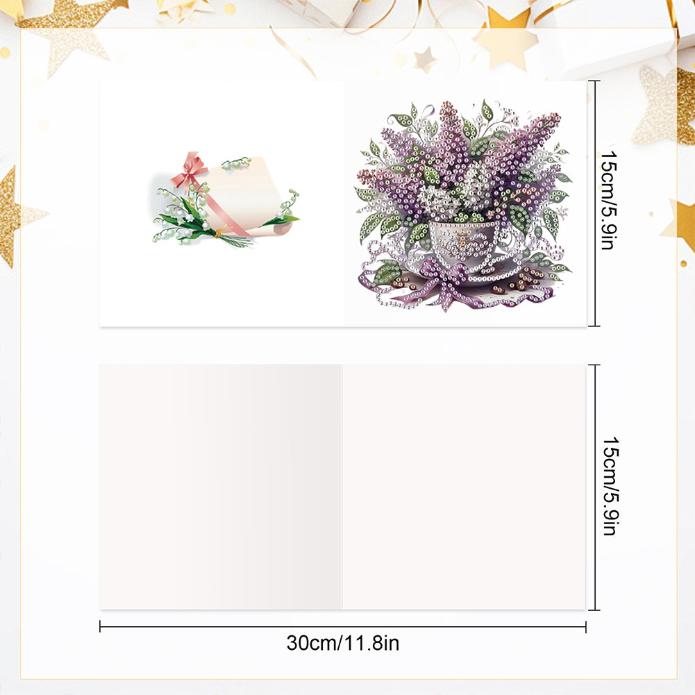 6Pcs Bouquet DIY Diamond Painting Card Diamond Drawing Card for Adults Beginners