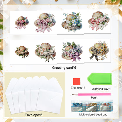 6Pcs Bouquet DIY Diamond Painting Card Diamond Drawing Card for Adults Beginners