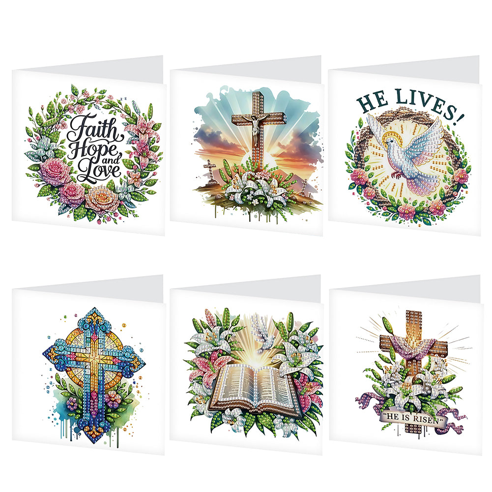 6Pcs Bouquet DIY Diamond Painting Card Diamond Drawing Card for Adults Beginners