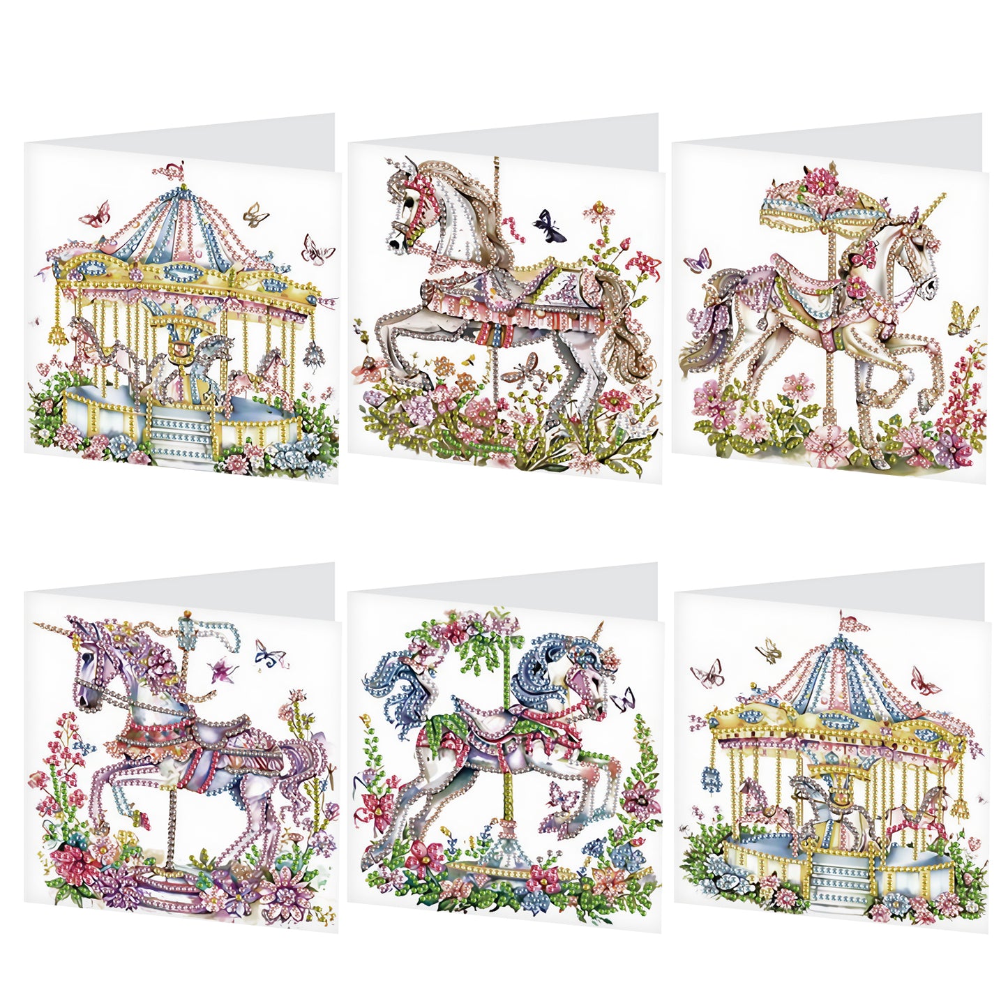 6Pcs Bouquet DIY Diamond Painting Card Diamond Drawing Card for Adults Beginners