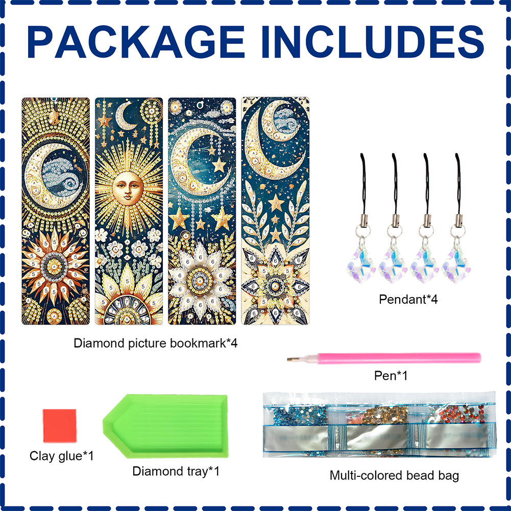 4Pcs Special Shape Dragonfly DIY Bookmarks Diamond Painting Kits for Book Lovers