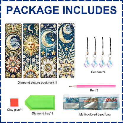 4Pcs Special Shape Dragonfly DIY Bookmarks Diamond Painting Kits for Book Lovers