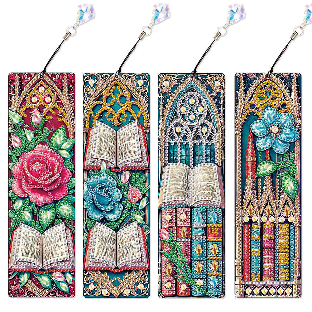 4Pcs Special Shape Dragonfly DIY Bookmarks Diamond Painting Kits for Book Lovers