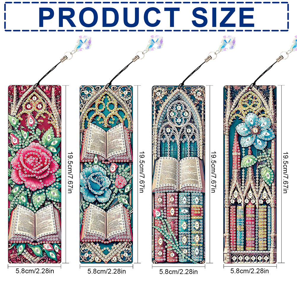 4Pcs Special Shape Dragonfly DIY Bookmarks Diamond Painting Kits for Book Lovers