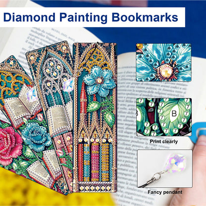 4Pcs Special Shape Dragonfly DIY Bookmarks Diamond Painting Kits for Book Lovers