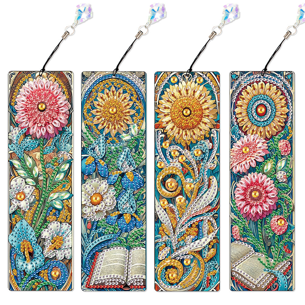 4Pcs Special Shape Dragonfly DIY Bookmarks Diamond Painting Kits for Book Lovers