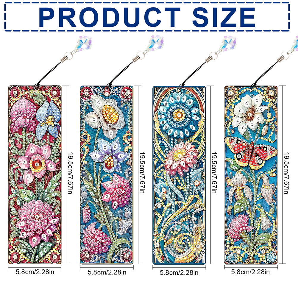4Pcs Special Shape Dragonfly DIY Bookmarks Diamond Painting Kits for Book Lovers