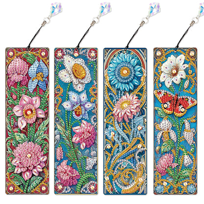 4Pcs Special Shape Dragonfly DIY Bookmarks Diamond Painting Kits for Book Lovers
