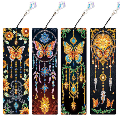 4Pcs Special Shape Dragonfly DIY Bookmarks Diamond Painting Kits for Book Lovers