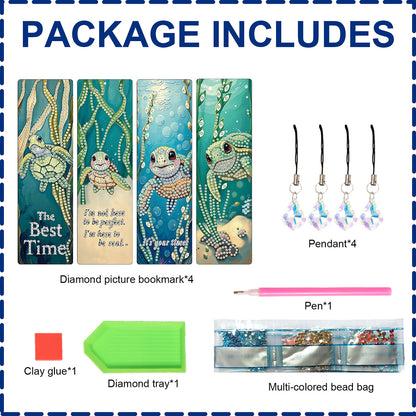 4Pcs Special Shape Dragonfly DIY Bookmarks Diamond Painting Kits for Book Lovers