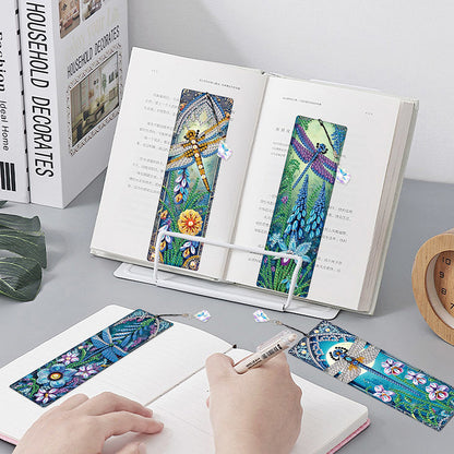 4Pcs Special Shape Dragonfly DIY Bookmarks Diamond Painting Kits for Book Lovers