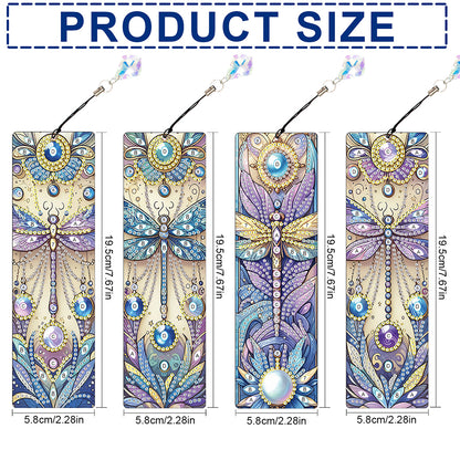 4Pcs Special Shape Dragonfly DIY Bookmarks Diamond Painting Kits for Book Lovers