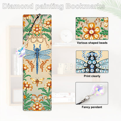 4Pcs Special Shape Dragonfly DIY Bookmarks Diamond Painting Kits for Book Lovers