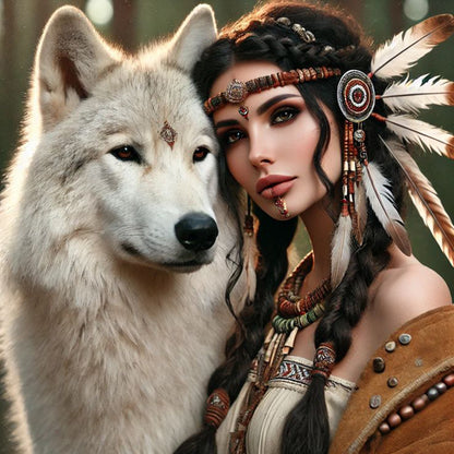 Beauty And Animals - Full Round Drill Diamond Painting 40*40CM