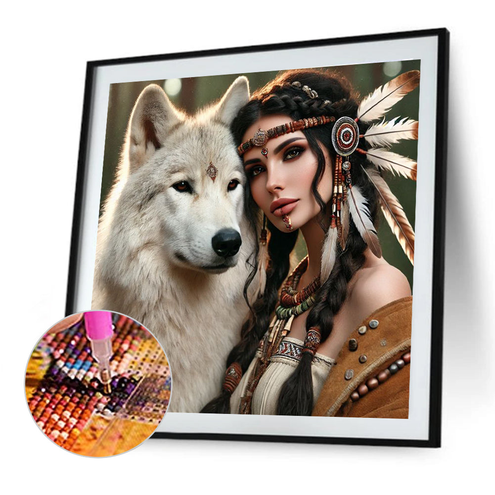 Beauty And Animals - Full Round Drill Diamond Painting 40*40CM