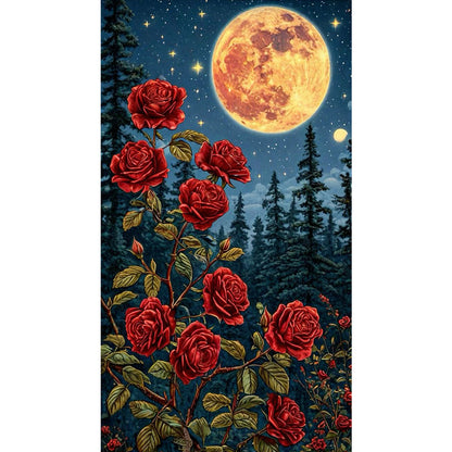 Rose In The Moonlight - 14CT Stamped Cross Stitch 40*70CM