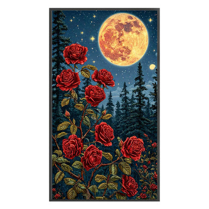 Rose In The Moonlight - 14CT Stamped Cross Stitch 40*70CM