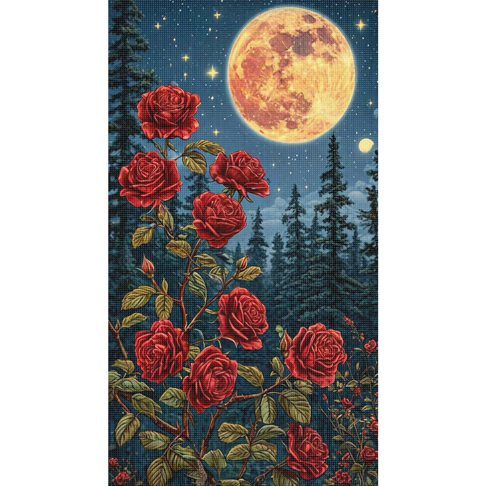Rose In The Moonlight - 14CT Stamped Cross Stitch 40*70CM