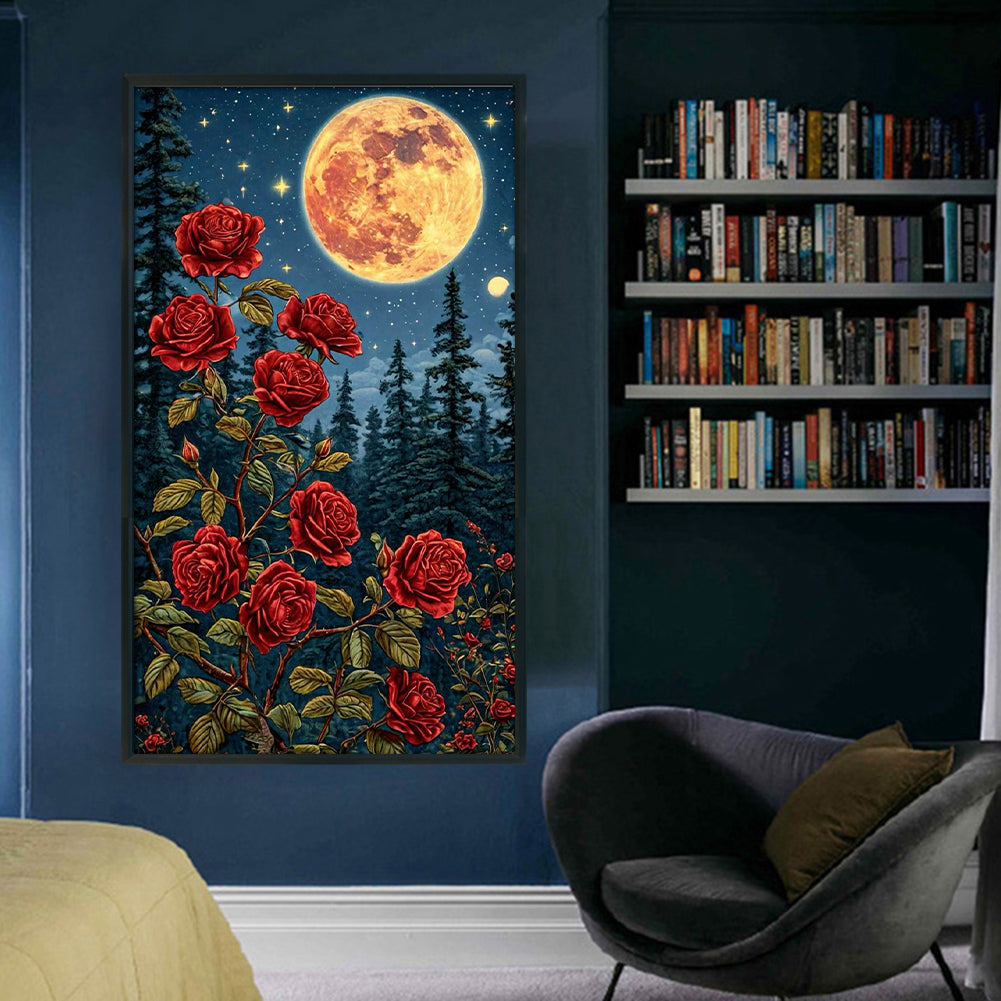 Rose In The Moonlight - 14CT Stamped Cross Stitch 40*70CM