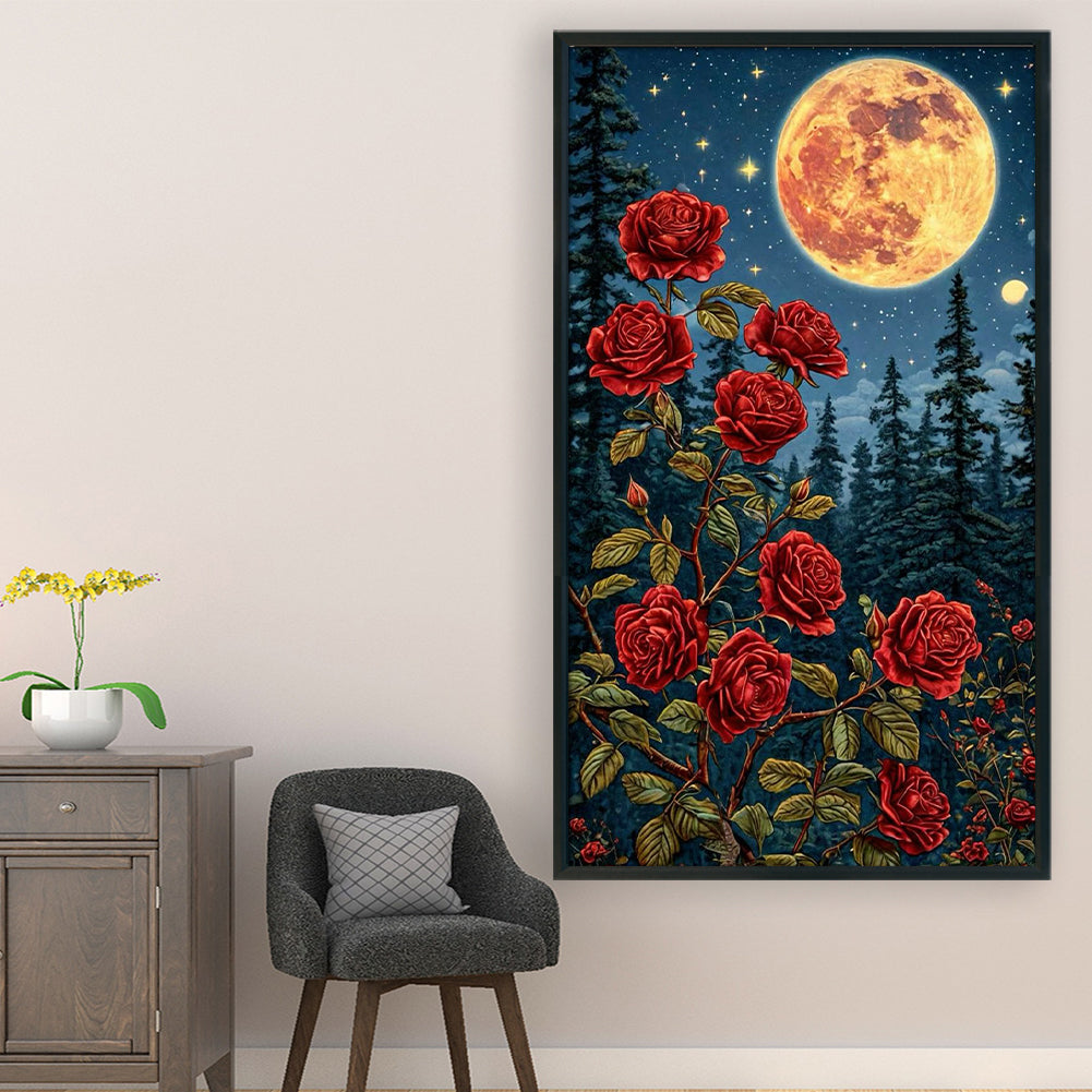 Rose In The Moonlight - 14CT Stamped Cross Stitch 40*70CM