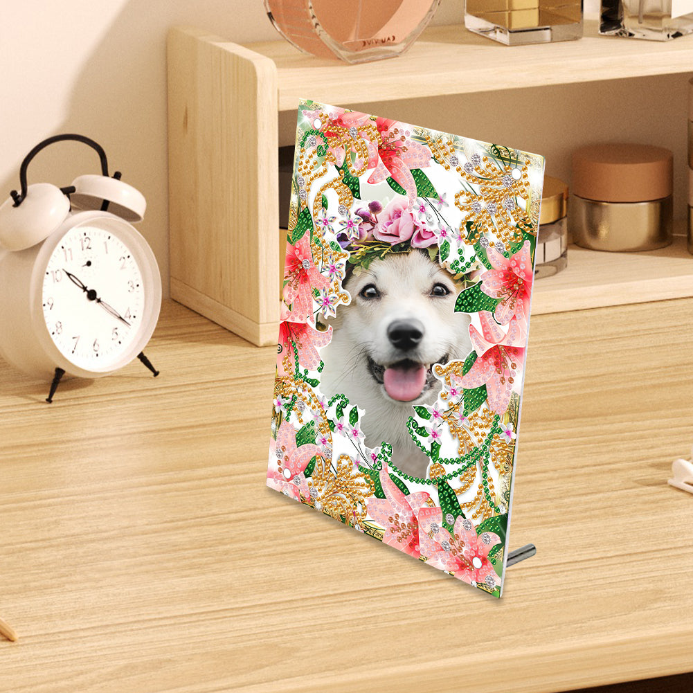 Special Shape Flower Table Top Diamond Painting Frame Kits for Home Office Decor