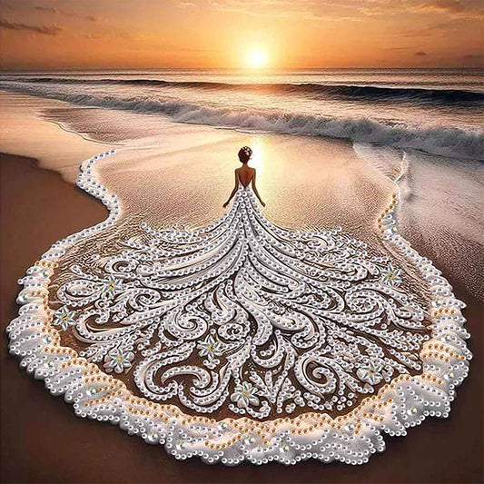 Beach Skirt Beauty - Special Shaped Drill Diamond Painting 30*30CM