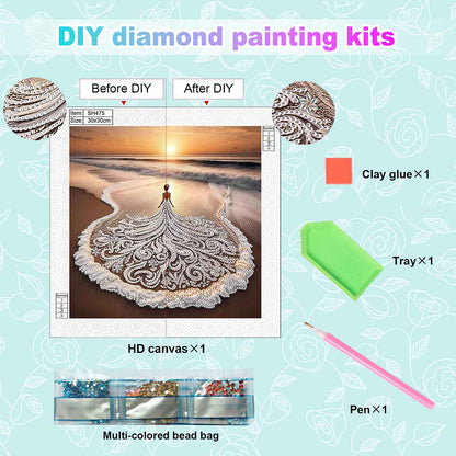 Beach Skirt Beauty - Special Shaped Drill Diamond Painting 30*30CM