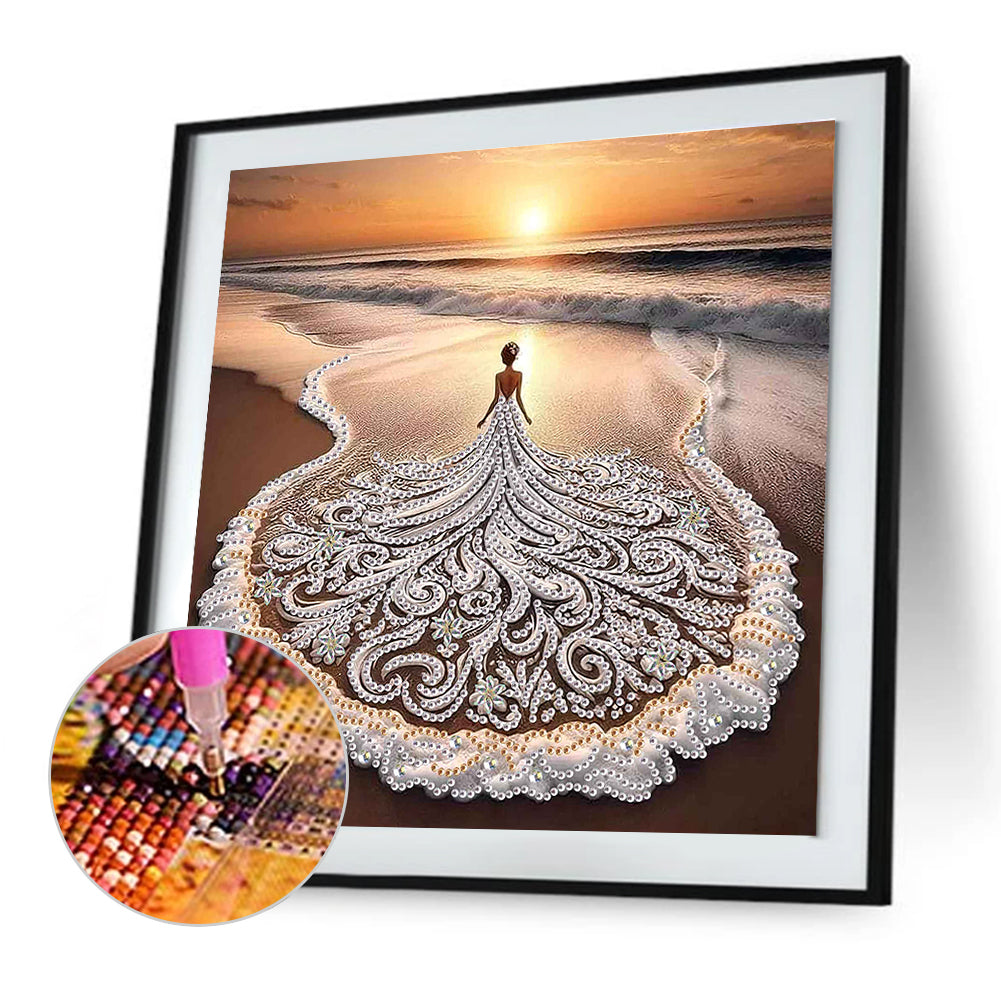 Beach Skirt Beauty - Special Shaped Drill Diamond Painting 30*30CM
