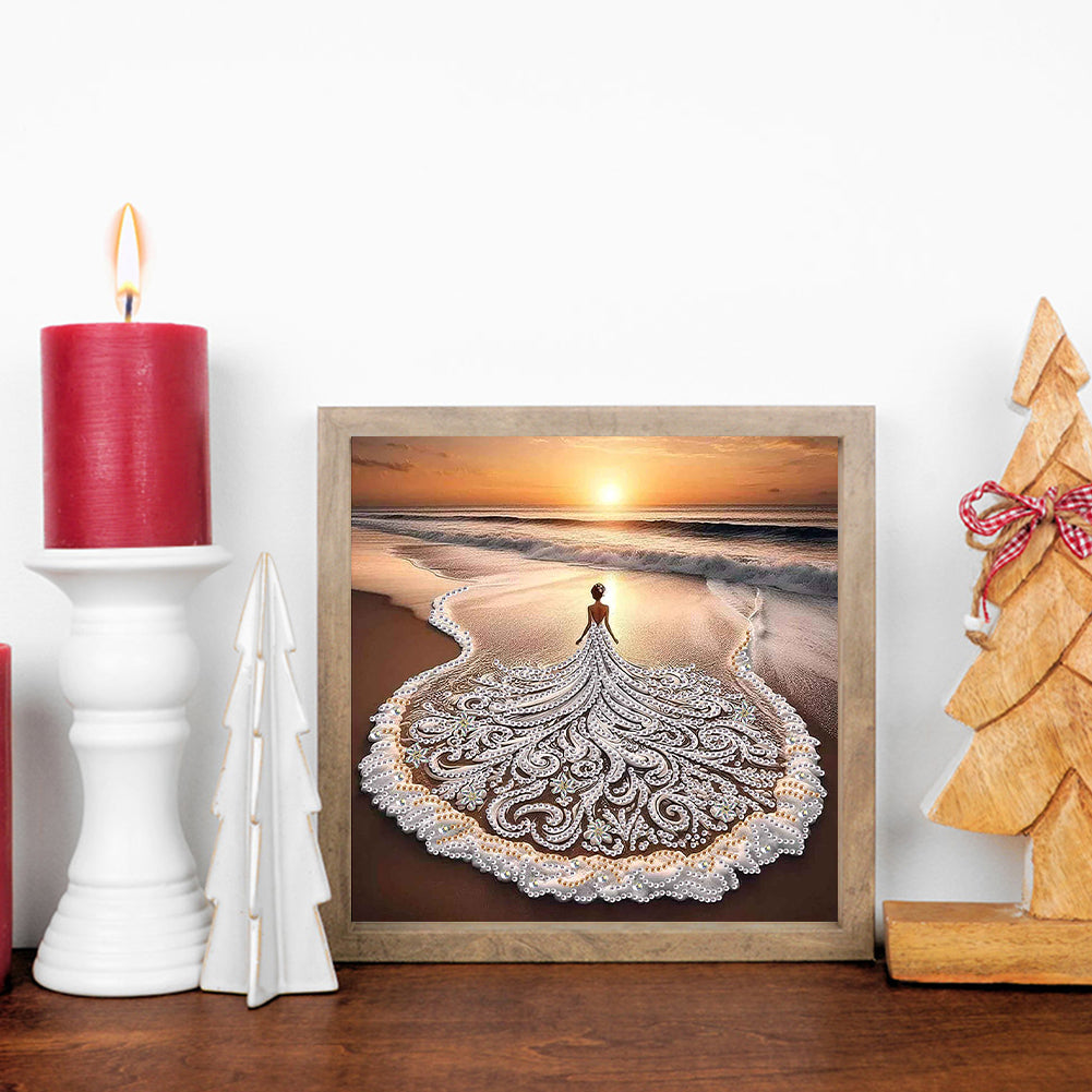 Beach Skirt Beauty - Special Shaped Drill Diamond Painting 30*30CM