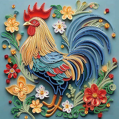 Quilled Rooster - Special Shaped Drill Diamond Painting 30*30CM