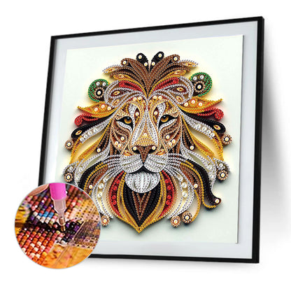 Quilled Lion - Special Shaped Drill Diamond Painting 30*30CM