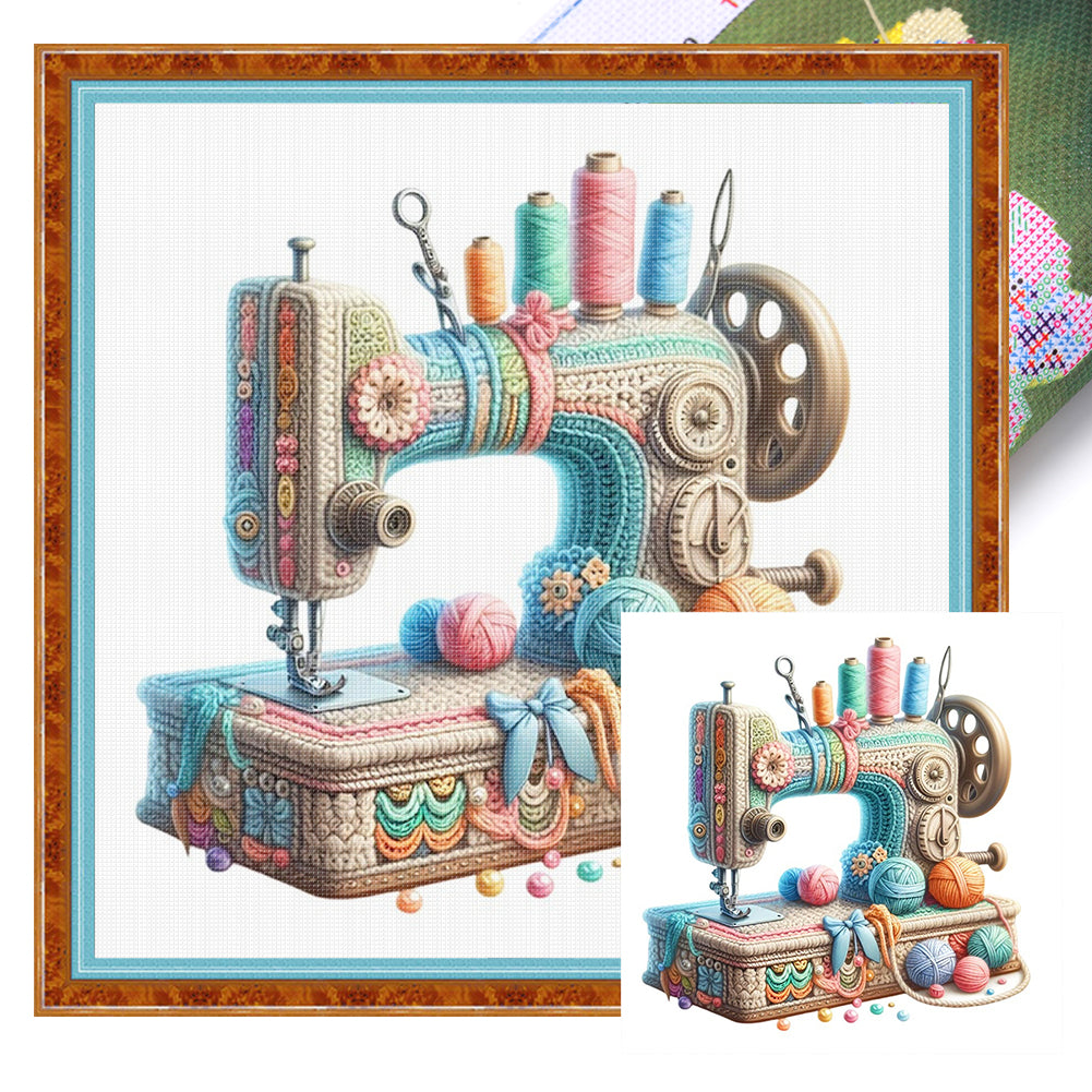 Sewing Machine - 14CT Stamped Cross Stitch 40*40CM