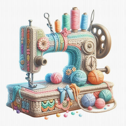 Sewing Machine - 14CT Stamped Cross Stitch 40*40CM
