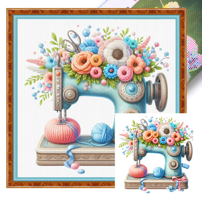 Sewing Machine - 14CT Stamped Cross Stitch 40*40CM