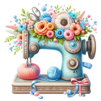 Sewing Machine - 14CT Stamped Cross Stitch 40*40CM