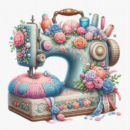Sewing Machine - 14CT Stamped Cross Stitch 40*40CM