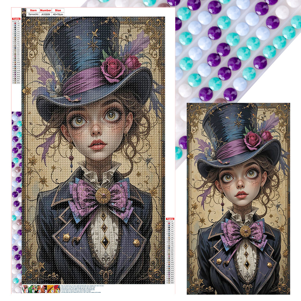 Top Hat Woman Child - Full Round Drill Diamond Painting 40*70CM