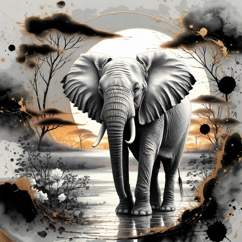 Elephant - Full Round Drill Diamond Painting 40*40CM